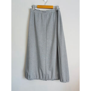 Bryn Walker Womens XS Gray & White Striped Midi Skirt Lagenlook Classic Resort